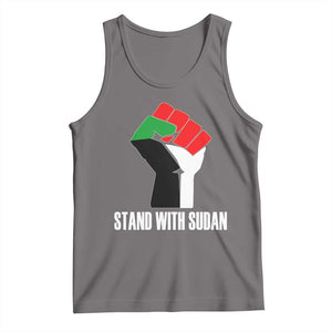 Stand With Sudan Power Fist Tank Top Sudan Flag Activist Peace and Protest TS02 Deep Heather Print Your Wear