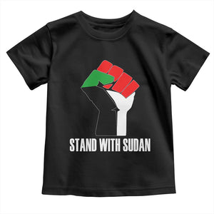 Stand With Sudan Power Fist Toddler T Shirt Sudan Flag Activist Peace and Protest TS02 Black Print Your Wear