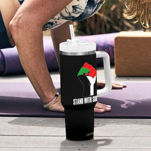 Stand With Sudan Power Fist Tumbler With Handle Sudan Flag Activist Peace and Protest TS02 Print Your Wear