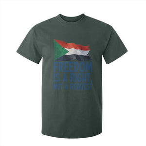 Freedom Is a Right Not a Request T Shirt For Kid Sudan Flag Human Rights Supporters TS02 Dark Forest Green Print Your Wear