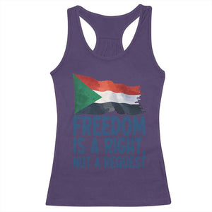 Freedom Is a Right Not a Request Racerback Tank Top Sudan Flag Human Rights Supporters TS02 Purple Print Your Wear