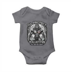 Funny Alpha Wolf Meme Baby Onesie I'll Protect You Kitten Humorous Cringe TS02 Charcoal Print Your Wear