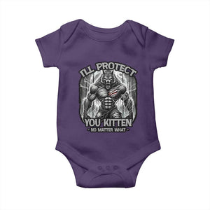 Funny Alpha Wolf Meme Baby Onesie I'll Protect You Kitten Humorous Cringe TS02 Purple Print Your Wear