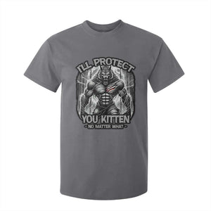 Funny Alpha Wolf Meme T Shirt For Kid I'll Protect You Kitten Humorous Cringe TS02 Charcoal Print Your Wear