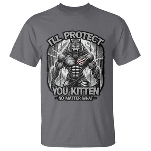 Funny Alpha Wolf Meme T Shirt I'll Protect You Kitten Humorous Cringe TS02 Charcoal Print Your Wear