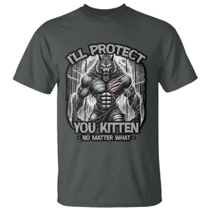 Funny Alpha Wolf Meme T Shirt I'll Protect You Kitten Humorous Cringe TS02 Dark Heather Print Your Wear