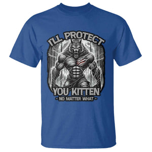 Funny Alpha Wolf Meme T Shirt I'll Protect You Kitten Humorous Cringe TS02 Royal Blue Print Your Wear