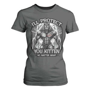 Funny Alpha Wolf Meme T Shirt For Women I'll Protect You Kitten Humorous Cringe TS02 Dark Heather Print Your Wear