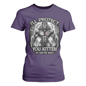 Funny Alpha Wolf Meme T Shirt For Women I'll Protect You Kitten Humorous Cringe TS02 Purple Print Your Wear