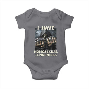 Skeleton Meme Baby Onesie I Have Homosexual Tendencies Funny Edgy Hard Cringe TS02 Charcoal Print Your Wear