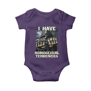Skeleton Meme Baby Onesie I Have Homosexual Tendencies Funny Edgy Hard Cringe TS02 Purple Print Your Wear