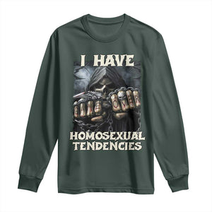 Skeleton Meme Long Sleeve Shirt I Have Homosexual Tendencies Funny Edgy Hard Cringe TS02 Dark Forest Green Print Your Wear