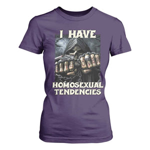 Skeleton Meme T Shirt For Women I Have Homosexual Tendencies Funny Edgy Hard Cringe TS02 Purple Print Your Wear