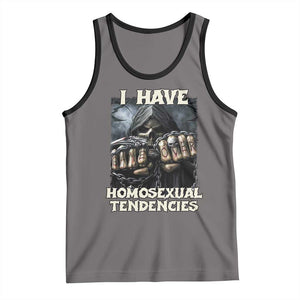 Skeleton Meme Tank Top I Have Homosexual Tendencies Funny Edgy Hard Cringe TS02 Deep Heather Black Print Your Wear