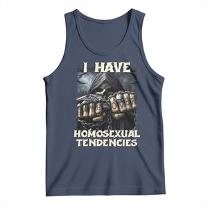 Skeleton Meme Tank Top I Have Homosexual Tendencies Funny Edgy Hard Cringe TS02 Navy Print Your Wear
