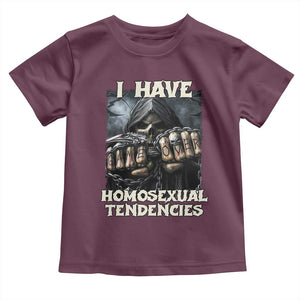 Skeleton Meme Toddler T Shirt I Have Homosexual Tendencies Funny Edgy Hard Cringe TS02 Maroon Print Your Wear