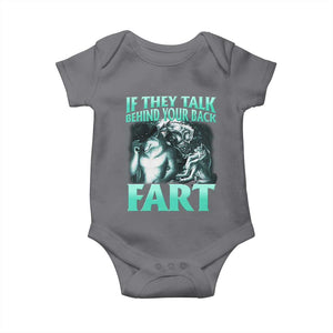 Funny Alpha Wolf Meme Baby Onesie If They Talk Behind Your Back Fart Humorous Cringe TS02 Charcoal Print Your Wear