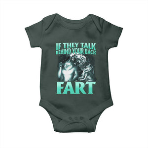 Funny Alpha Wolf Meme Baby Onesie If They Talk Behind Your Back Fart Humorous Cringe TS02 Print Your Wear