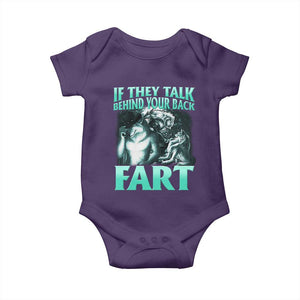 Funny Alpha Wolf Meme Baby Onesie If They Talk Behind Your Back Fart Humorous Cringe TS02 Purple Print Your Wear