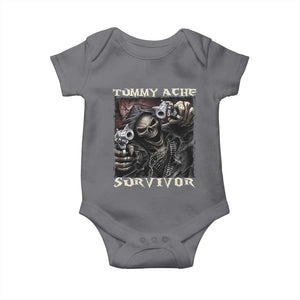 Skeleton Meme Baby Onesie Tummy Ache Survivor Funny Cool Edgy Hard Cringe TS02 Charcoal Print Your Wear