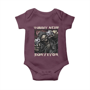 Skeleton Meme Baby Onesie Tummy Ache Survivor Funny Cool Edgy Hard Cringe TS02 Maroon Print Your Wear