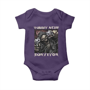 Skeleton Meme Baby Onesie Tummy Ache Survivor Funny Cool Edgy Hard Cringe TS02 Purple Print Your Wear
