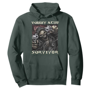 Skeleton Meme Hoodie Tummy Ache Survivor Funny Cool Edgy Hard Cringe TS02 Dark Forest Green Print Your Wear