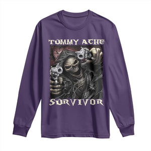 Skeleton Meme Long Sleeve Shirt Tummy Ache Survivor Funny Cool Edgy Hard Cringe TS02 Purple Print Your Wear