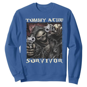 Skeleton Meme Sweatshirt Tummy Ache Survivor Funny Cool Edgy Hard Cringe TS02 Royal Blue Print Your Wear