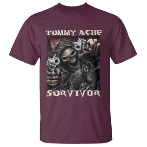 Skeleton Meme T Shirt Tummy Ache Survivor Funny Cool Edgy Hard Cringe TS02 Maroon Print Your Wear