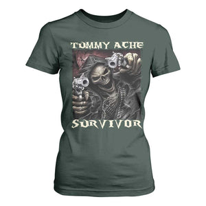 Skeleton Meme T Shirt For Women Tummy Ache Survivor Funny Cool Edgy Hard Cringe TS02 Dark Forest Green Print Your Wear