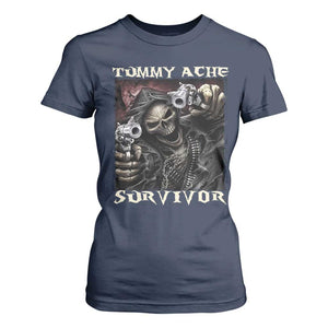 Skeleton Meme T Shirt For Women Tummy Ache Survivor Funny Cool Edgy Hard Cringe TS02 Navy Print Your Wear