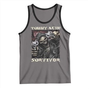 Skeleton Meme Tank Top Tummy Ache Survivor Funny Cool Edgy Hard Cringe TS02 Deep Heather Black Print Your Wear