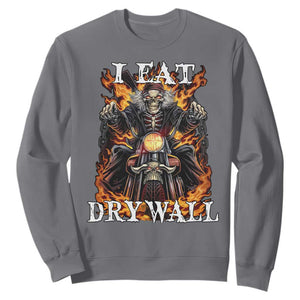 Funny Cringe Hard Skeleton Meme Sweatshirt I Eat Drywall TS02 Charcoal Print Your Wear