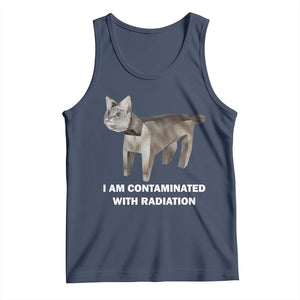 Funny Cat Meme Tank Top I Am Contaminated With Radiation Humorous Oddly Specific TS02 Navy Print Your Wear