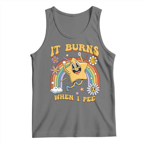 Funny Saying Tank Top It Burns When I Pee Sarcastic Ironic Meme Nostalgia TS02 Black Heather Print Your Wear