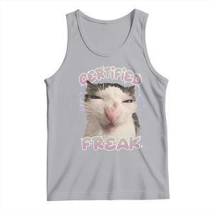 Funny Cat Meme Tank Top Certified Freak Eat Cement Cursed Cat TS02 Athletic Heather Print Your Wear