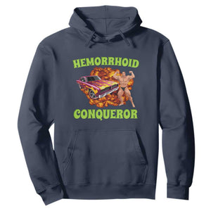 Hemorrhoid Conqueror Hoodie Funny Oddly Specific Dank Meme Absurd Muscle Car TS02 Navy Print Your Wear