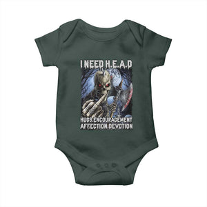 Funny Cringe Hard Skeleton Meme Baby Onesie I Need HEAD Hugs Encouragement Affection Devotion Middle Finger Edgy Hard Cringe TS02 Print Your Wear