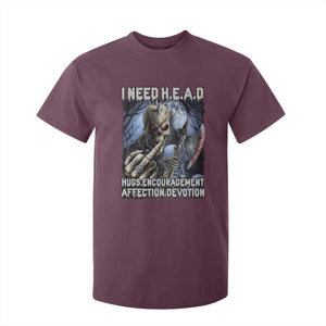 Funny Cringe Hard Skeleton Meme T Shirt For Kid I Need HEAD Hugs Encouragement Affection Devotion Middle Finger Edgy Hard Cringe TS02 Maroon Print Your Wear