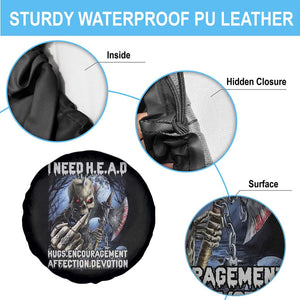 Funny Cringe Hard Skeleton Meme Spare Tire Cover I Need HEAD Hugs Encouragement Affection Devotion Middle Finger Edgy Hard Cringe TS02 Print Your Wear