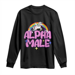 Funny Sarcastic Alpha Male Long Sleeve Shirt Unicorn Sarcastic Ironic Weird Y2K Humor TS02 Black Print Your Wear