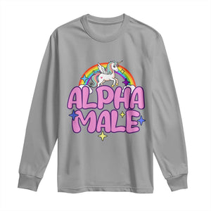 Funny Sarcastic Alpha Male Long Sleeve Shirt Unicorn Sarcastic Ironic Weird Y2K Humor TS02 Sport Gray Print Your Wear