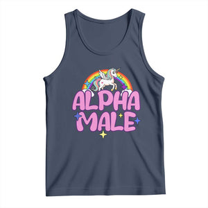 Funny Sarcastic Alpha Male Tank Top Unicorn Sarcastic Ironic Weird Y2K Humor TS02 Navy Print Your Wear