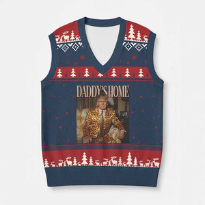 Trump Won 2024 V-Neck Knit Sweater Vest Daddy's Home Leopard Funny Gangster TS02 Navy Red Print Your Wear
