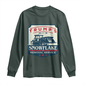 Trump Snowflake Removal Service Long Sleeve Shirt Funny Sarcastic Politics TS02 Dark Forest Green Print Your Wear