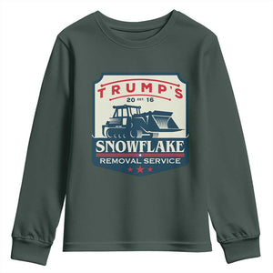Trump Snowflake Removal Service Youth Sweatshirt Funny Sarcastic Politics TS02 Dark Forest Green Print Your Wear