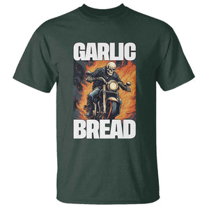 Skeleton Meme T Shirt Garlic Bread Flaming Biker On Fire Funny Edgy Hard Cringe TS02 Dark Forest Green Print Your Wear