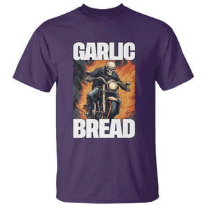 Skeleton Meme T Shirt Garlic Bread Flaming Biker On Fire Funny Edgy Hard Cringe TS02 Purple Print Your Wear