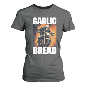 Skeleton Meme T Shirt For Women Garlic Bread Flaming Biker On Fire Funny Edgy Hard Cringe TS02 Dark Heather Print Your Wear